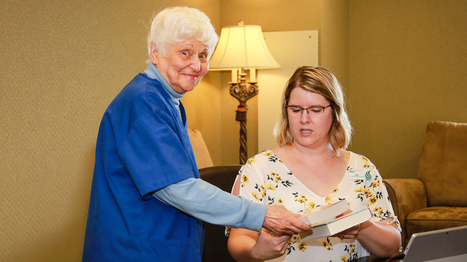 Library Patron with Book