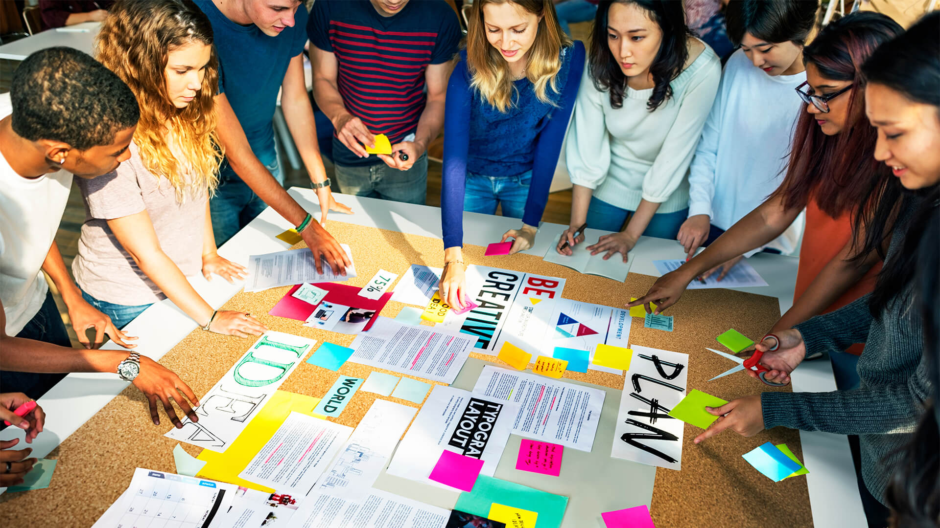 Group of people around a table planning