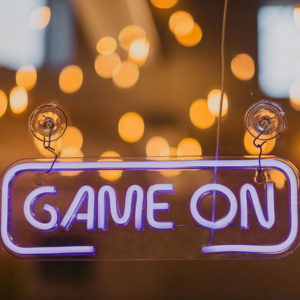 Game On sign, Windsor Library